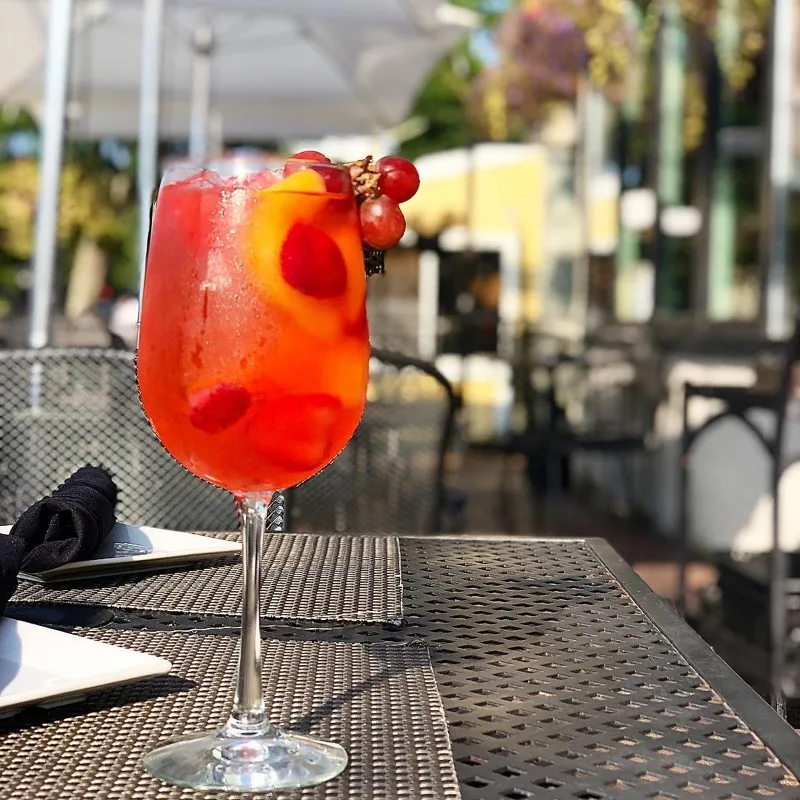 House sangria on Embargo's outdoor patio
